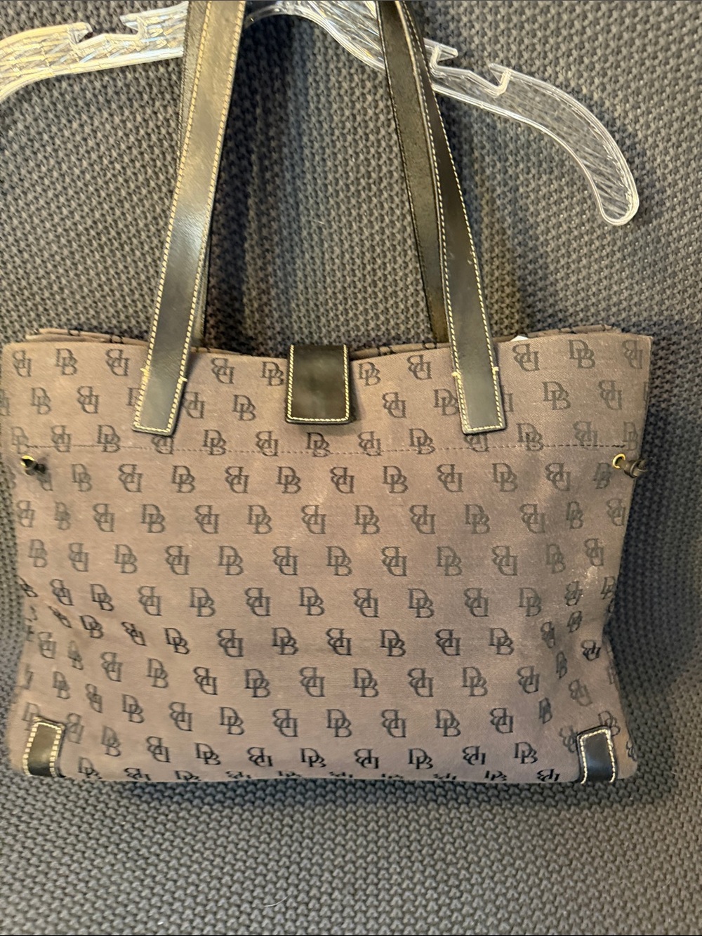 DB Logo Dark Gray Tote Bag with black Trim